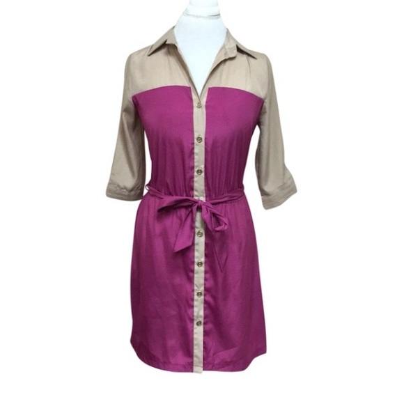 Soulmates Fuchsia and Tan Dress - Picture 2 of 6